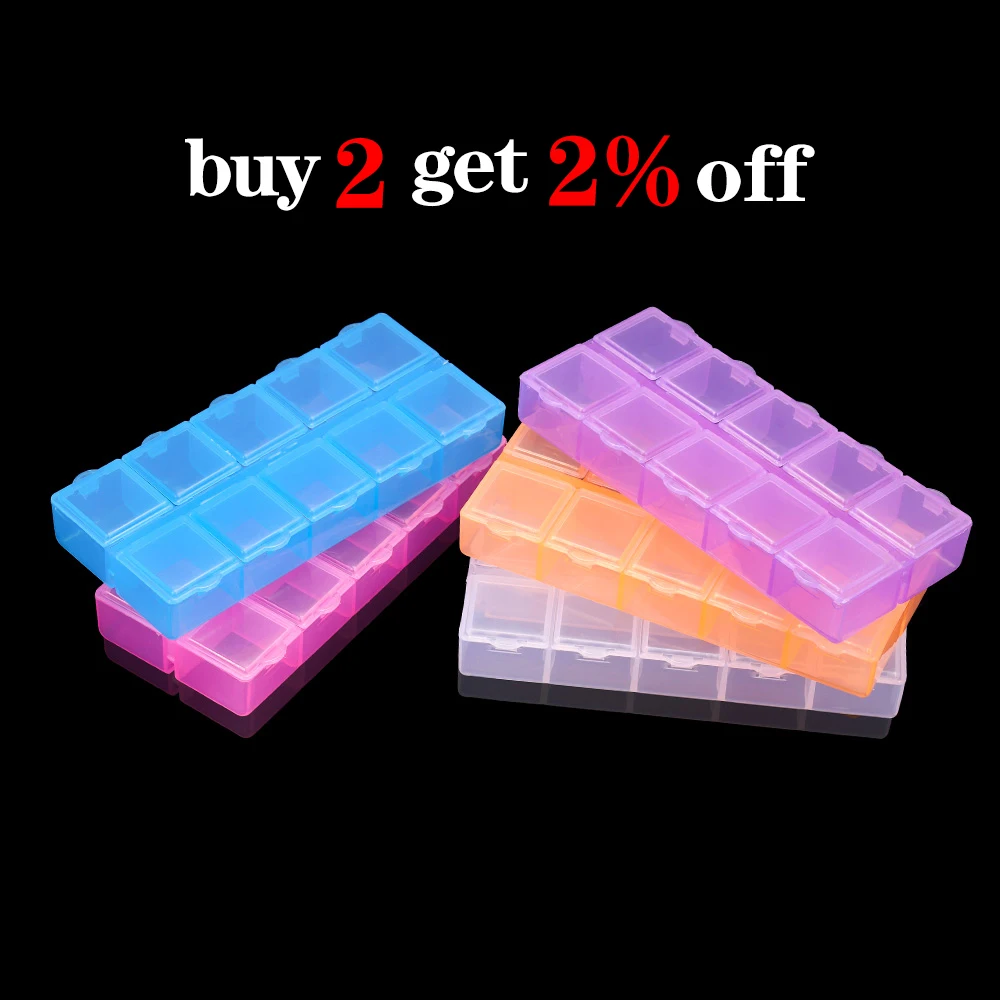 Double Row Plastic Jewelry Storage Box, Craft Organizer, Beads Display, Container, Case Holder