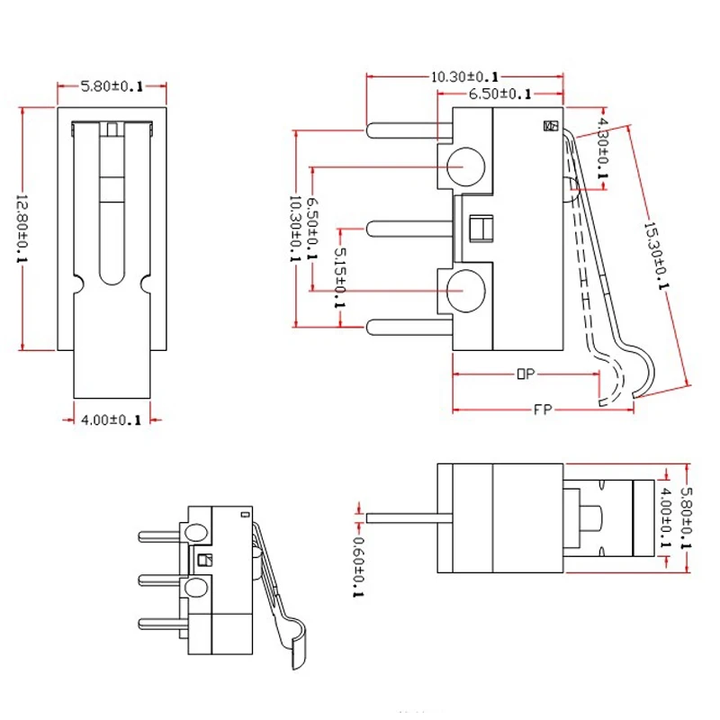 10 Pcs 125V 1A SPDT Subminiature Micro Lever Switch