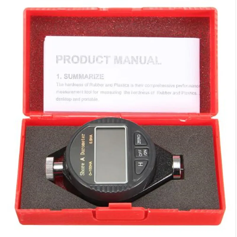 Shore A/C/D Hardness Tester Tire Plastic Rubber Test Tool Digital Durometer LCD Display 0-100HA (No Battery)