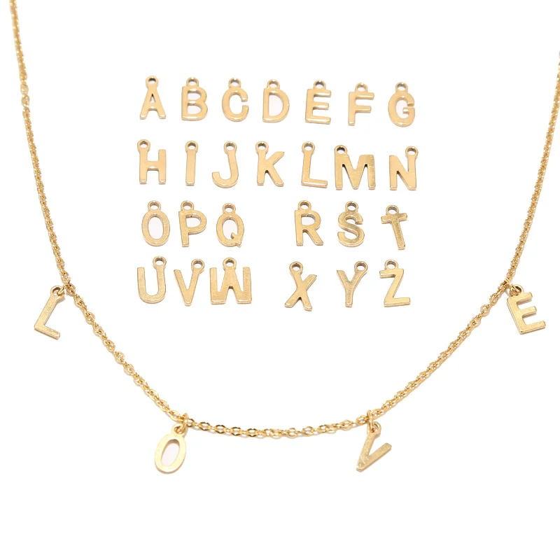 100pcs Mixed Stainless Steel Gold Tiny Letter Initial Alphabet Beads for Jewelry Making