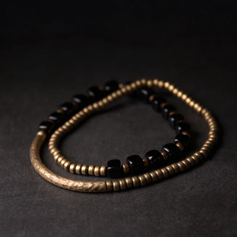 Bulk Items Wholesale Jade Bracelet Hammered Artificial Oxidized Brass Accessories Men Women Metal Punk Street Gothic Jewelry