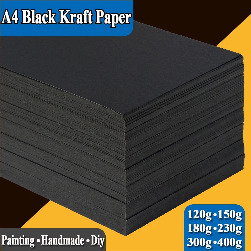 A4 Black Kraft Paper Handmade DIY Card Board Craft Paper Thick Pultipurpose Cardstock Graffiti Paperboard 20 50 sheets pack