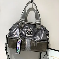 Borsa a mano da donna di moda 2021 nuova borsa a tracolla di marca Tote di grande capacità paillettes borse a tracolla singole Casual argento Bolsa Feminina