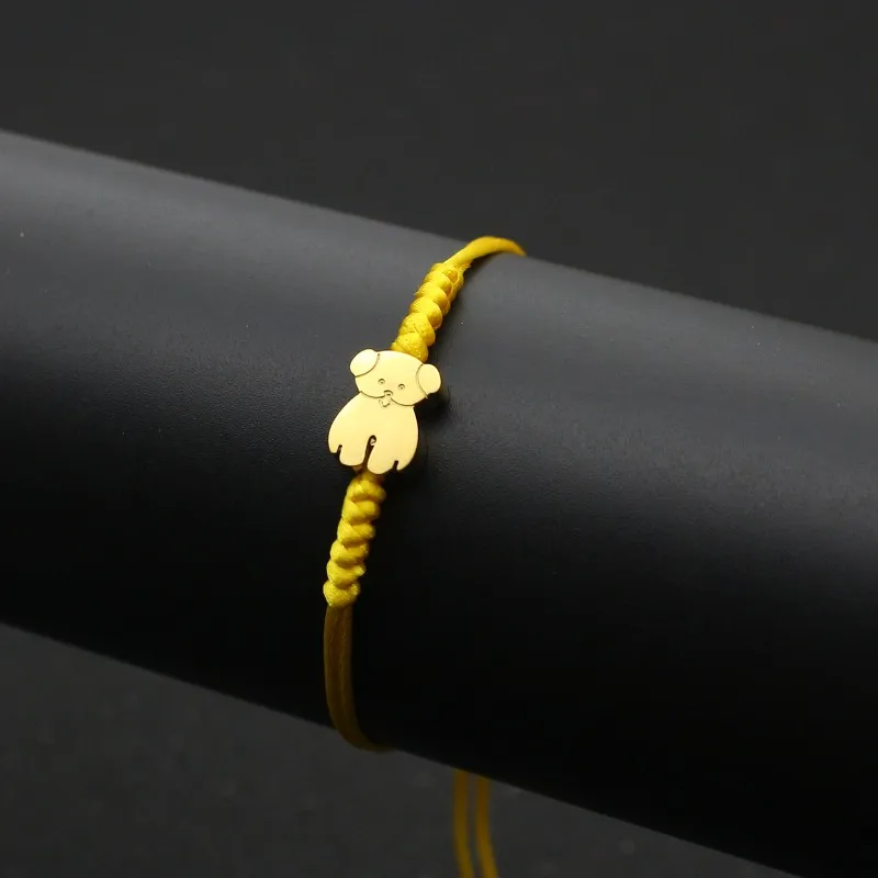 Cute Bear Brand Stainless Steel Bear Bracelet Men Women Fashion Thread String Braid Adjustable Lucky Friendship Bracelet Jewelry