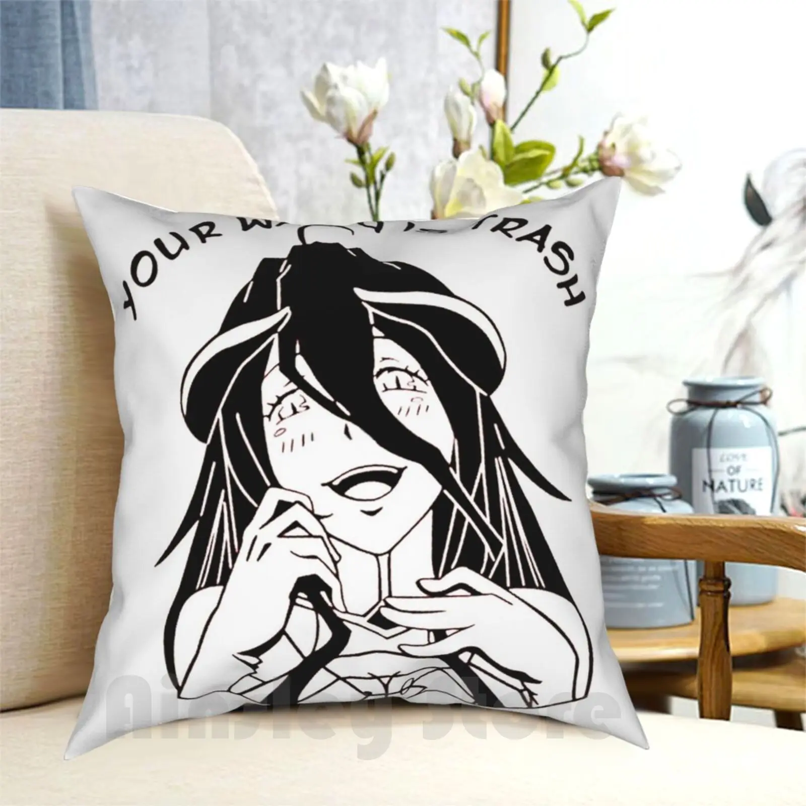 Albedo Overlord Waifu Pillow Case Printed Home Soft Throw Pillow Albedo Overlord Ainz Sama Yandere Demon Light Novel