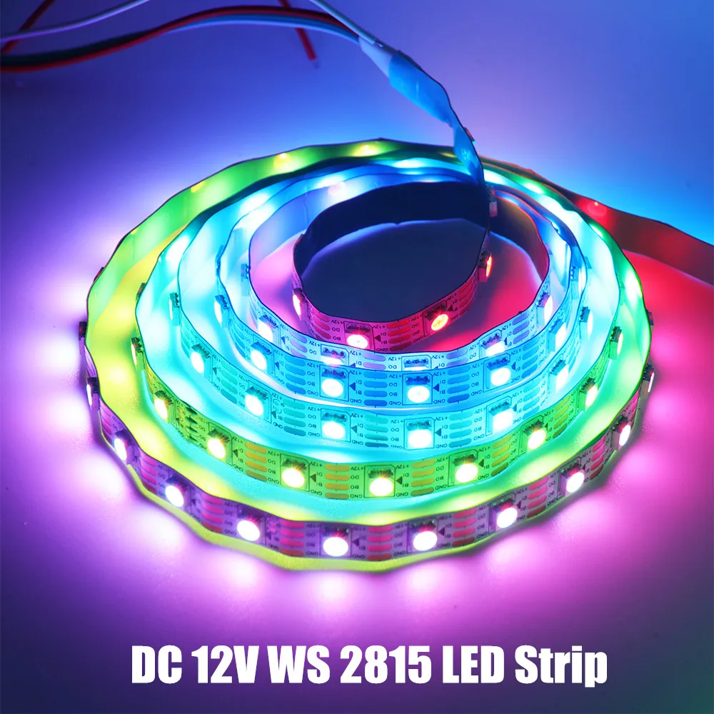 DC 12V WS2815 5050 RGB LED Strip Dream Color No Voltage Drop Led Pixel Strip IP21 65 67 Individually Addressable 30 60 144Leds/m