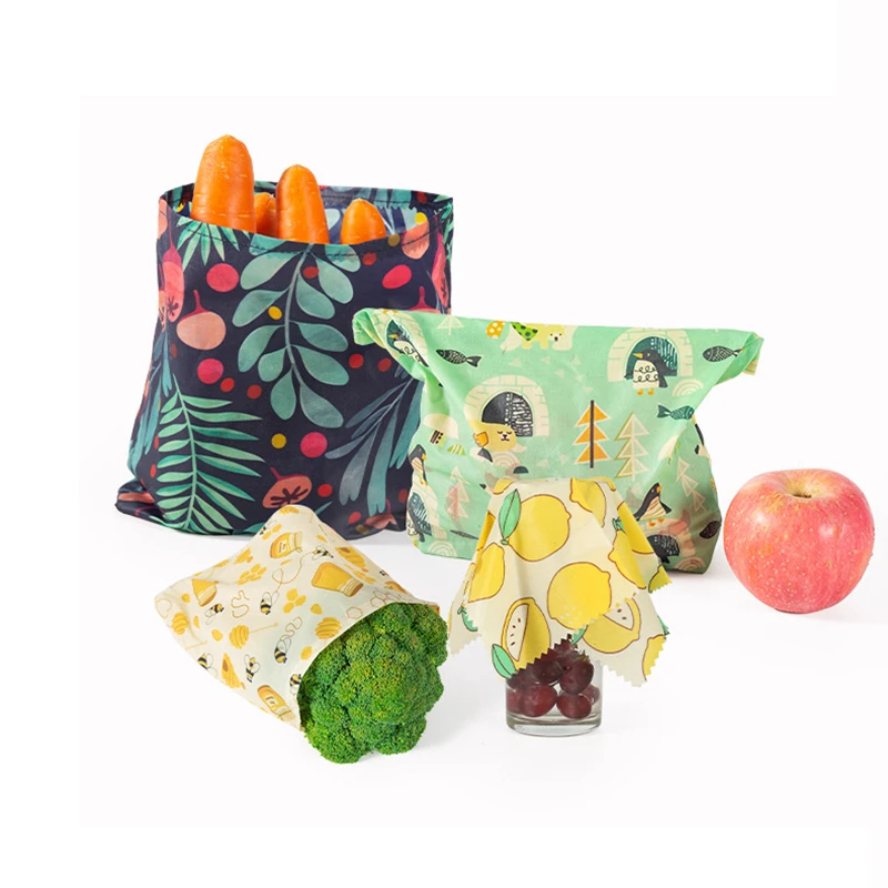 

Reusable Beeswax Preservation Bag Organic Beeswax Cotton Food Fresh Bag BPA & Plastic Free Kitchen Storage Wrap