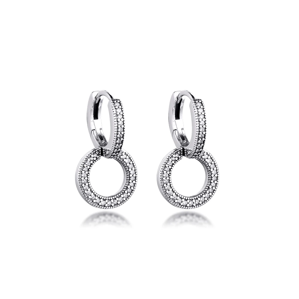 

Signature Sparkling Double Hoop Earrings Sterling silver Jewelry Earrings For Woman Gift Fashion Earrings