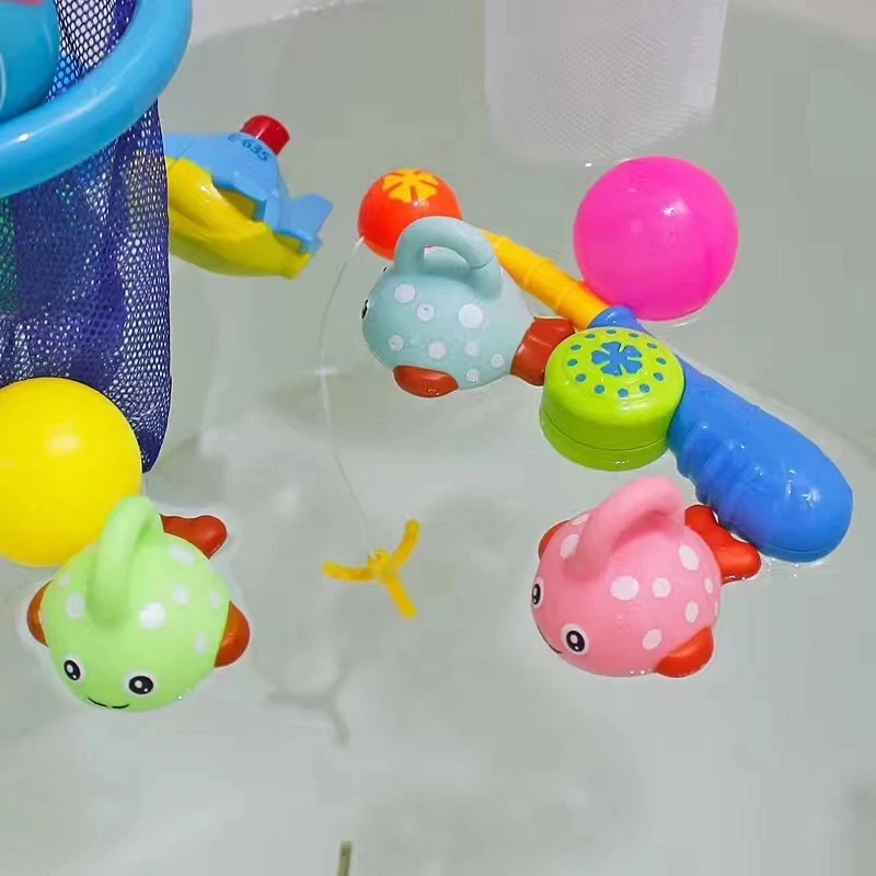 4Pcs Baby Shower Games Fishing Bath Toy Learning Floating Squirts Bathtub Bathroom Pool Water Toys for Kids Toddler Boys Girls