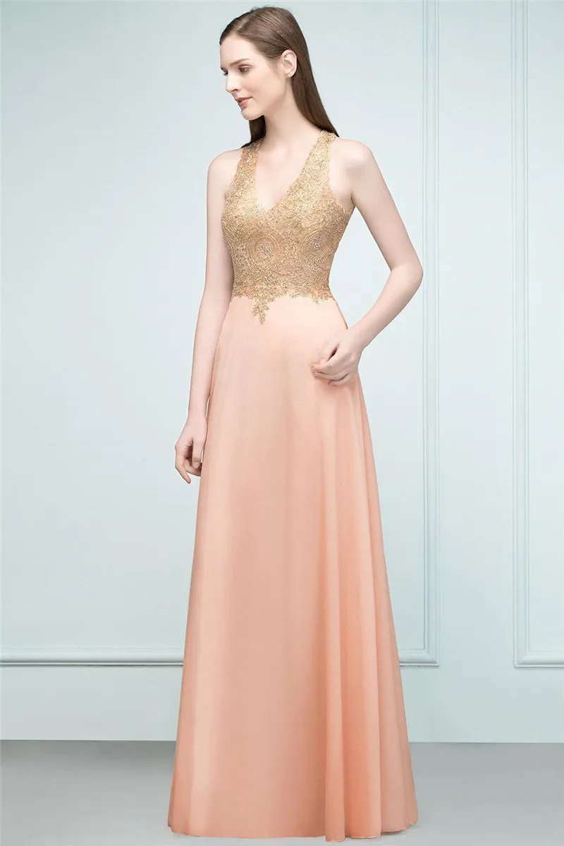 Sexy Deep V-neck Lace Prom Dresses Long Pearl Pink Backless Prom Gowns Criss-cross A-line With Crystals Vestido de Festa Longo