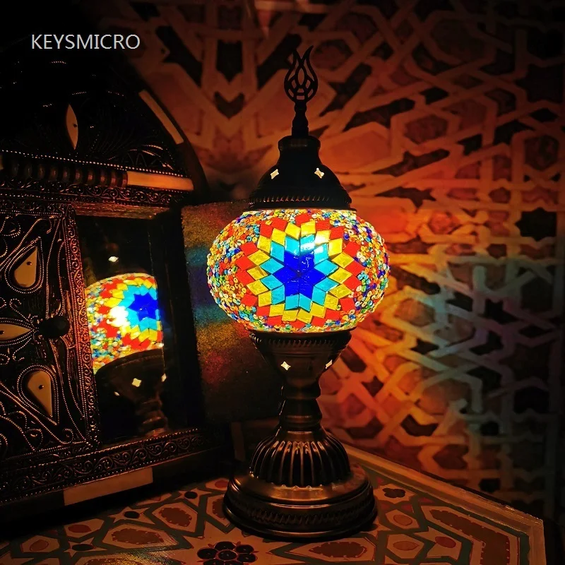 Turkish Mosaic Table Lamp Vintage Deco Handcrafted Lamparas De Mesa Glass Romantic Bed Light Lamparas Con Mosaicos Night Light