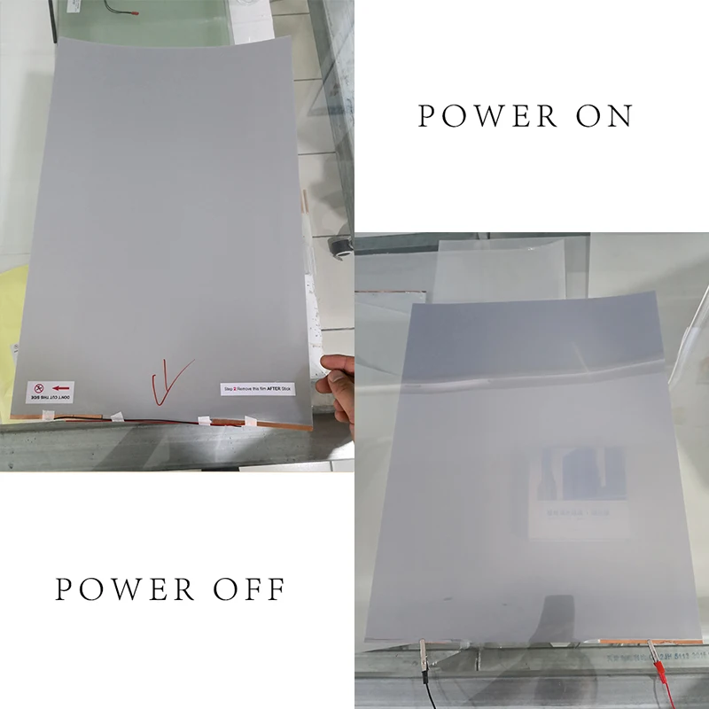 SUNICE Switchable Electric White/Black/ Gray opaque Adhesive PDLC smart Film Window Door Test Samples for rear projection screen