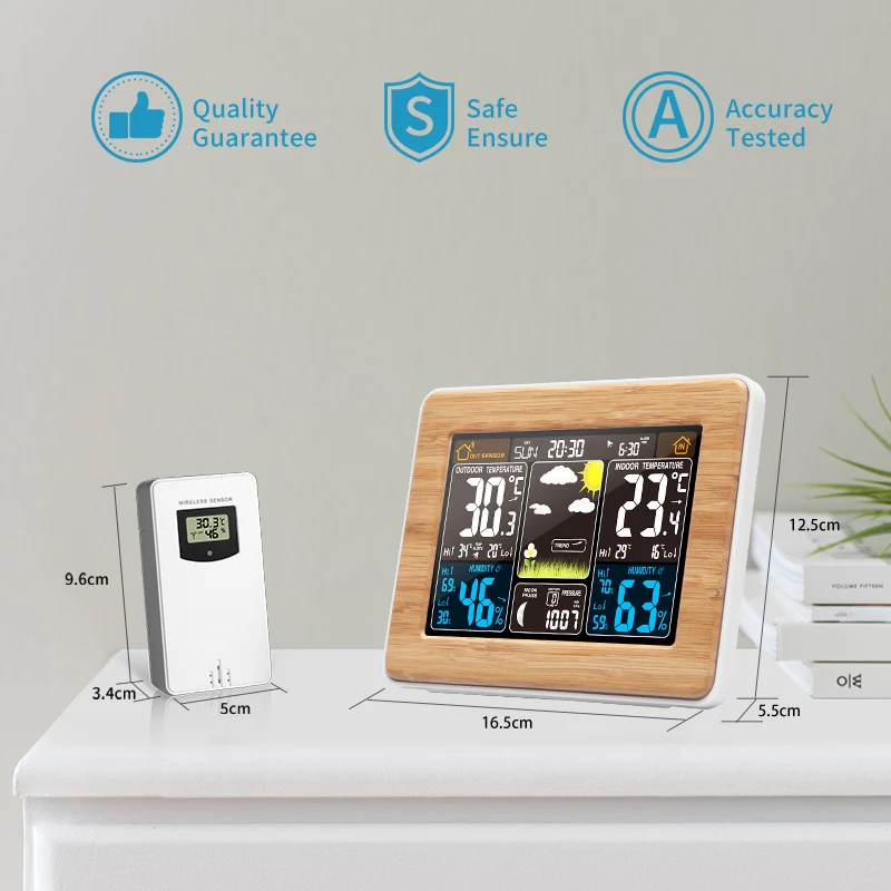 Reloj despertador de FanJu reloj Digital Sensor de humedad temperatura barómetro pronóstico estación meteorológica relojes de mesa de escritorio electrónicos