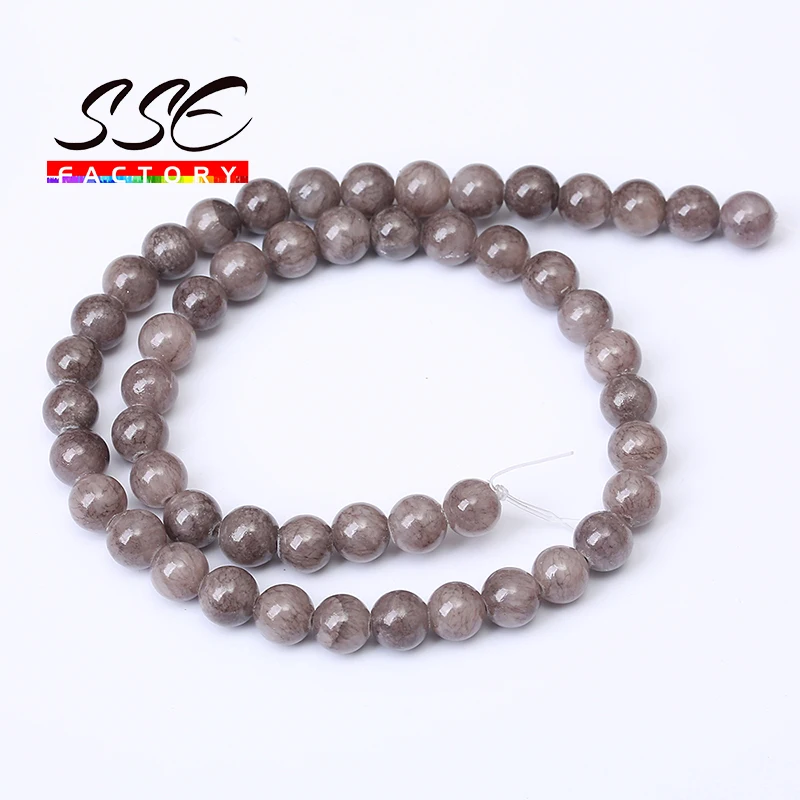 Natural Stone Beads Brown Jades Round Loose Beads For Jewelry Making DIY Charms Bracelet Ear Studs Accessories 4mm - 12mm 15''