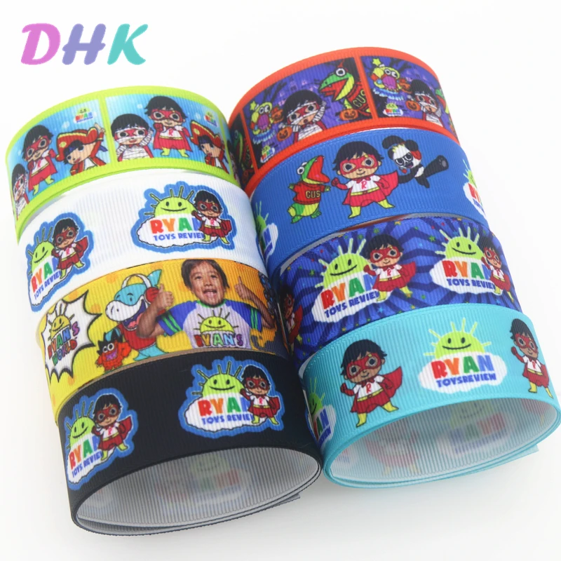 DHK 50yards RYAN Printed Grosgrain Ribbon Accessory Material  Headwear Decoration DIY Wholesale Craft S1276