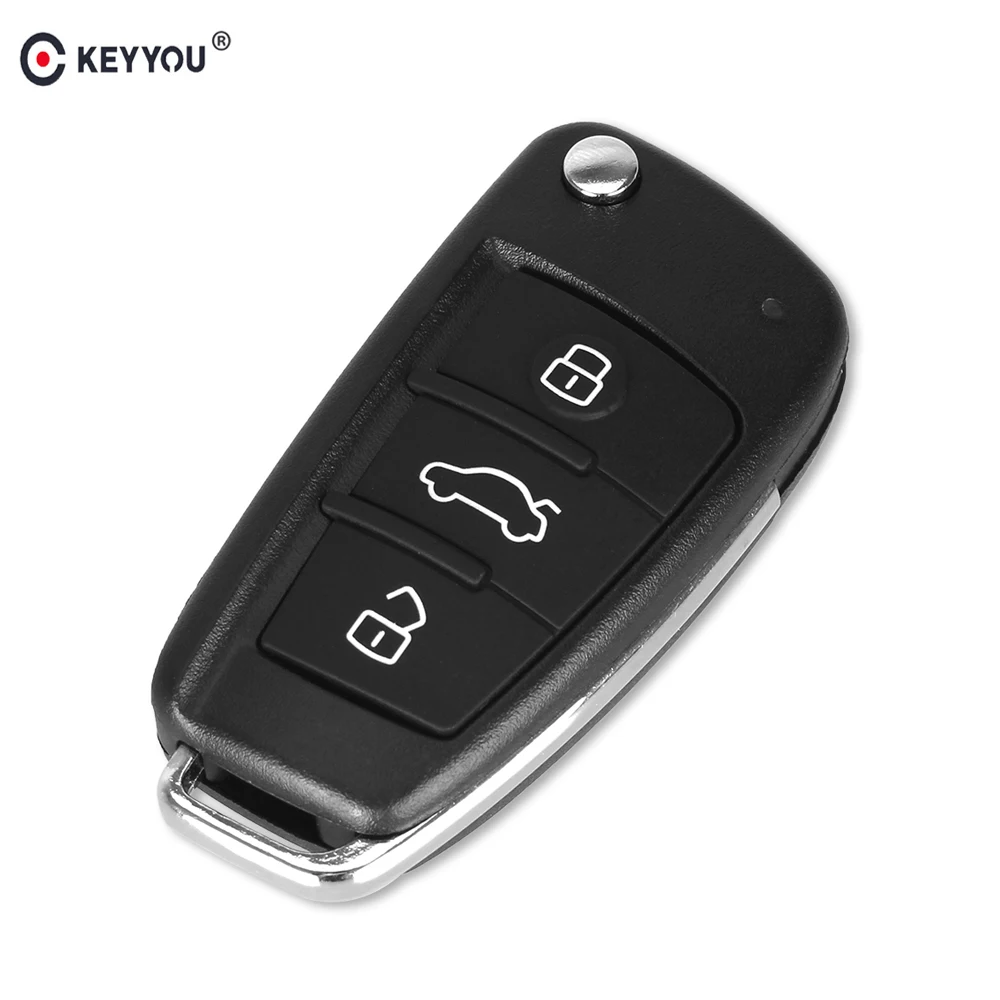 

KEYYOU 10X 3 Button Flip Folding Remote Car Key Shell Keyless Entry Key Case For Audi A6L Q7 A2 A3 A4 A6 A6L A8 TT No Blade