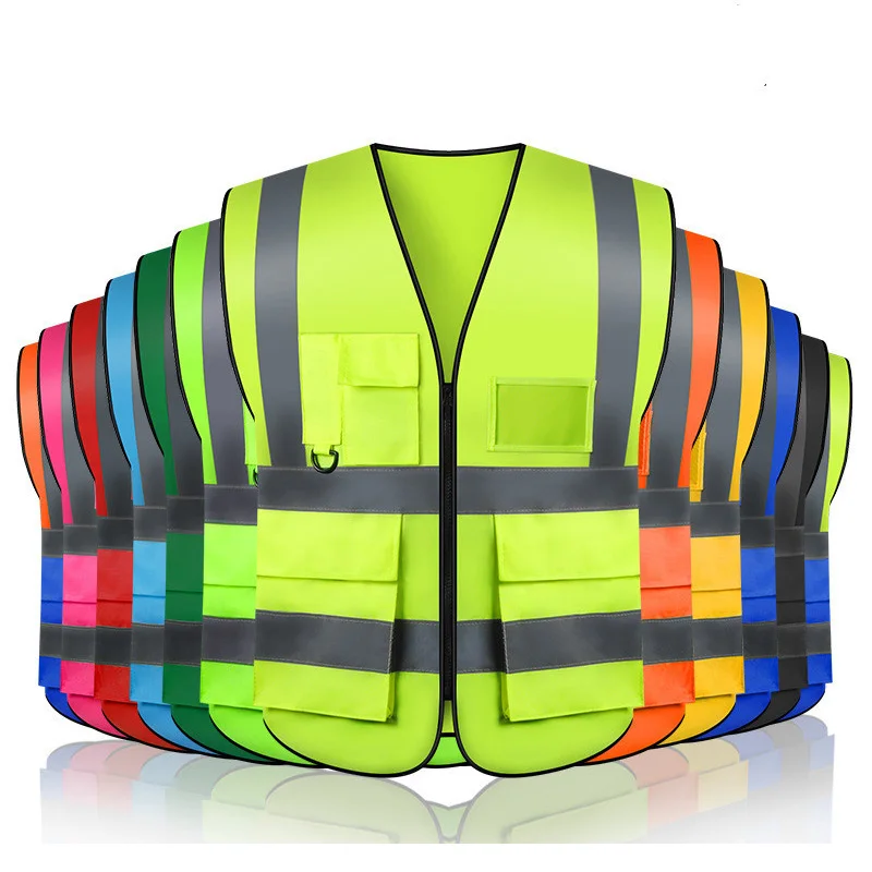 20 Pieces Night Riding Running Safety Vest Reflective Jacket Security Waistcoat Outdoor Accessories Fluorescent Vest With Pocket