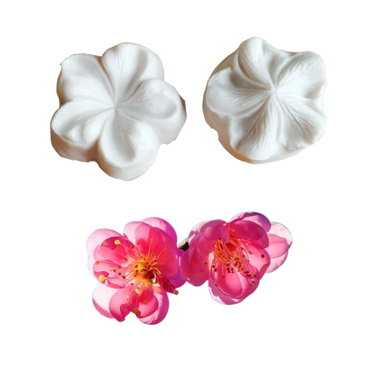 Plum Blossom Petal Veiner Silicone Mold Water Paper Marshmallow Sugar Clay Cold porcelain Flower Mould Decorating Tools  M2084