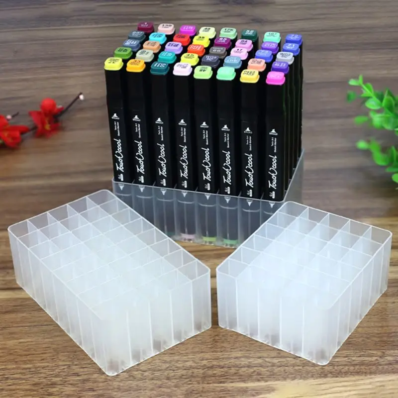 30/40 Slots Marker Pen Storage Holder Brush Pencil Rack Table Stand Organizer Multifunction Tool M5TB
