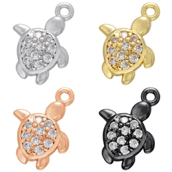 4-Color Turtle Crystal Small Charms Pendant for Women DIY Handmade Jewelry Gold plated Brass Making Supplies Wholesale:VD869