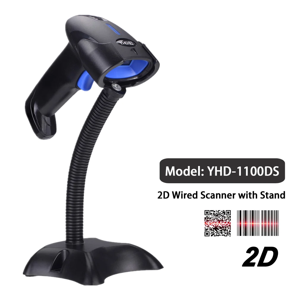 YHDAA 1100L Laser Wired 1D Barcode Scanner and Bluetooth 5800DW 2.4G Wireless 2D QR Bar Code Reader PDF417 for Mobile Computer