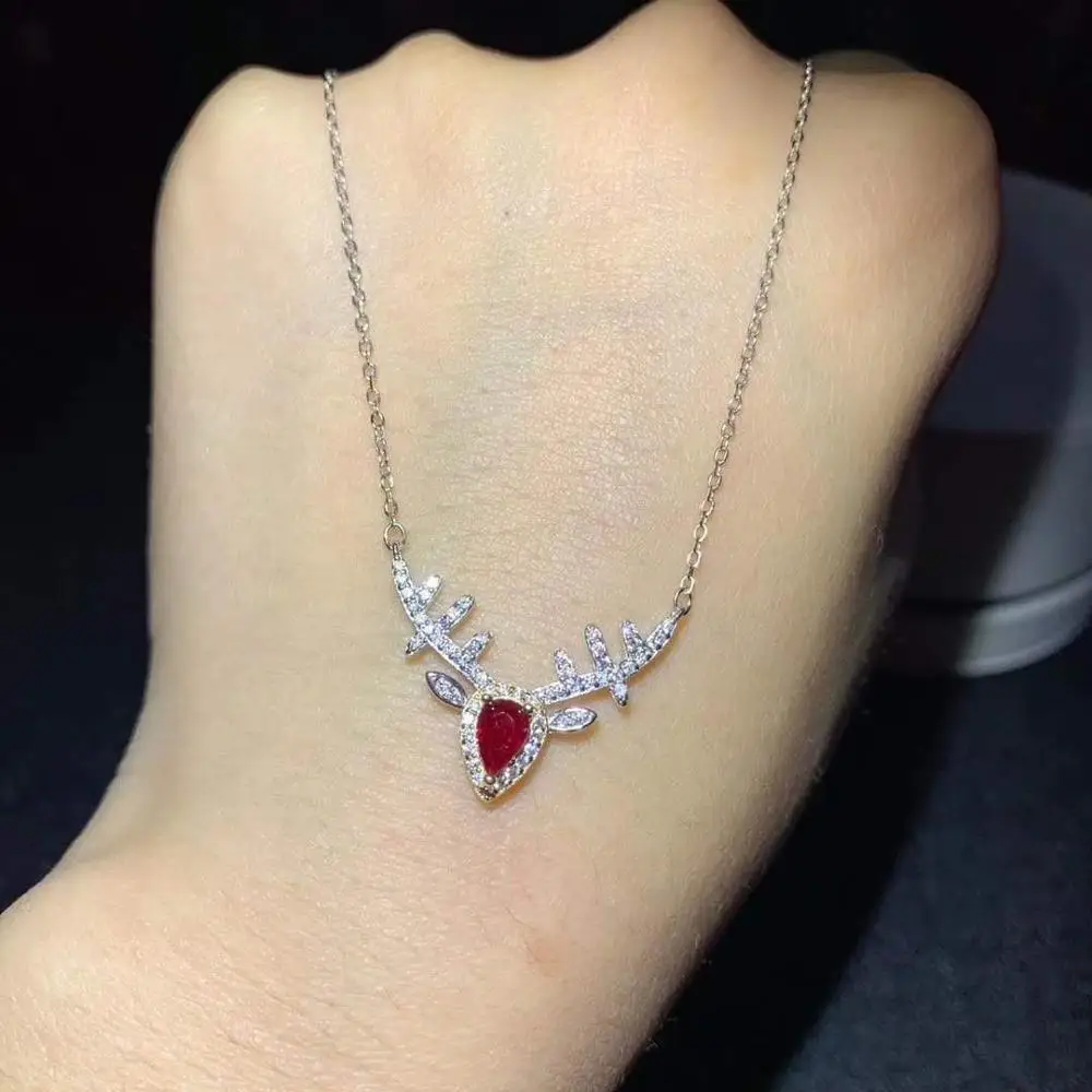 Natural And Real Ruby necklace pendant Free shipping 925 sterling silver Natural real ruby Pendant