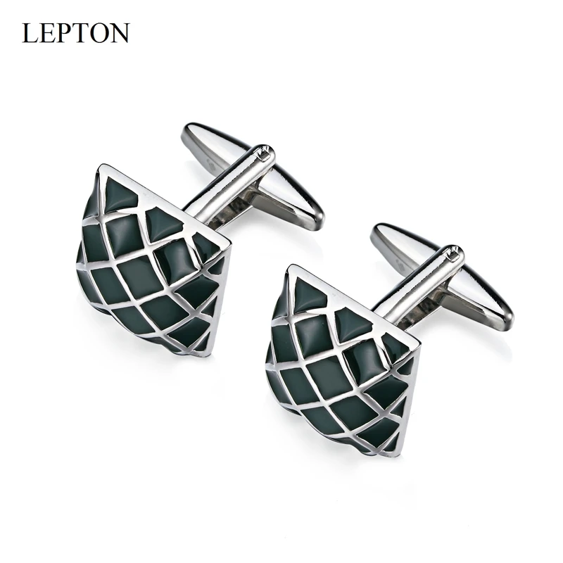 

Lepton Square Enamel Cufflinks for Men Classic 4 Color Arc Grid Enamel Cuff links Man Shirt Cuffs Cufflink Relojes Gemelos