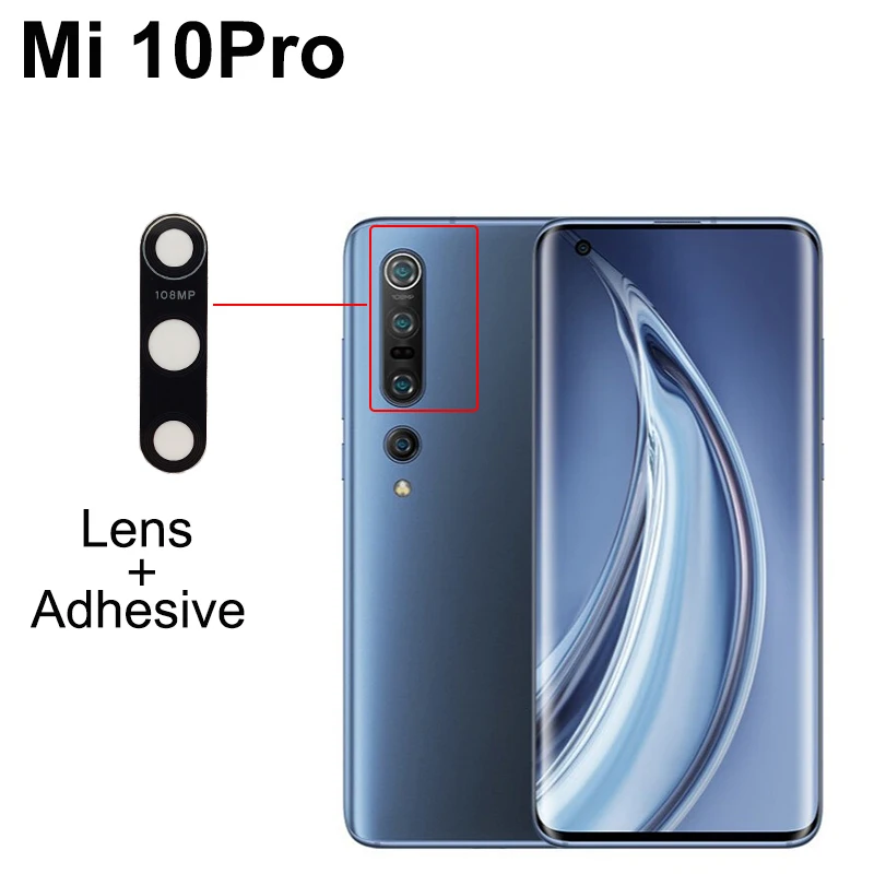 Aocarmo For Xiaomi Mi 10 10T Pro Lite Rear Back Camera Lens Glass With Adhesive Replacement Parts