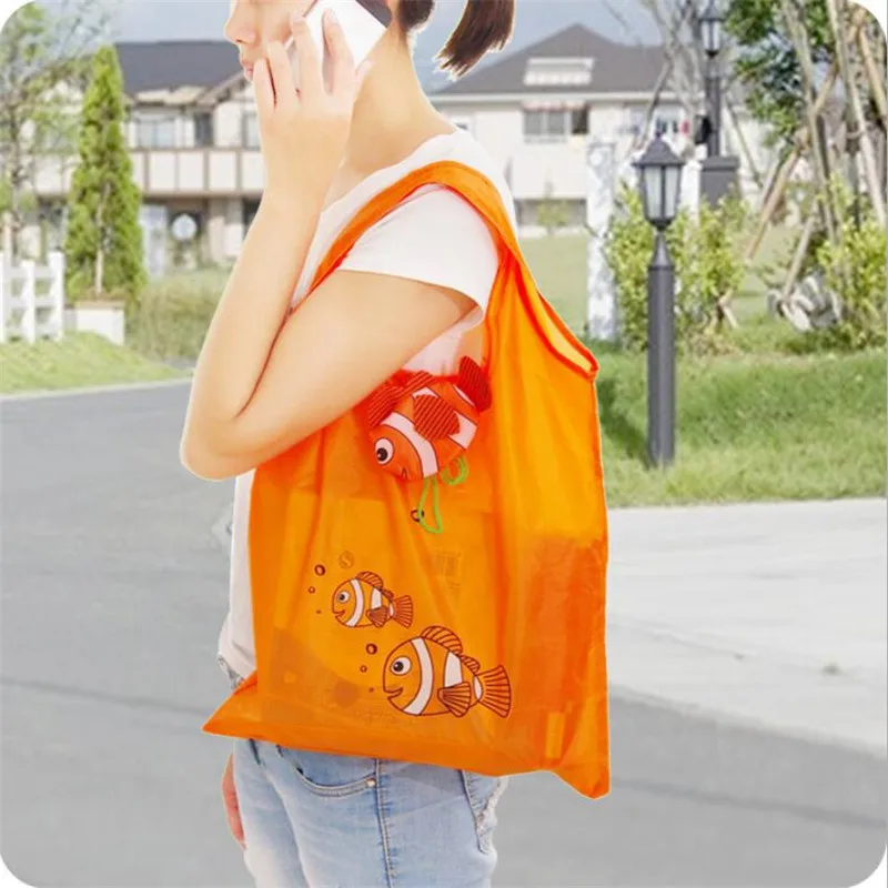 Tropical Fish Foldable shopping bag Reusable eco bag Cute Animal Prints Travel Handbag Grocery Tote Storage bag tote for women