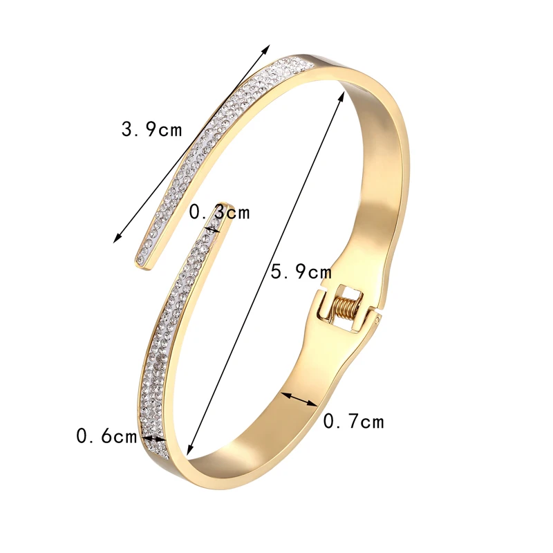 Classico lusso aperto pieno zircone braccialetto per le donne in acciaio inossidabile color oro braccialetto e braccialetto amore gioielli regalo