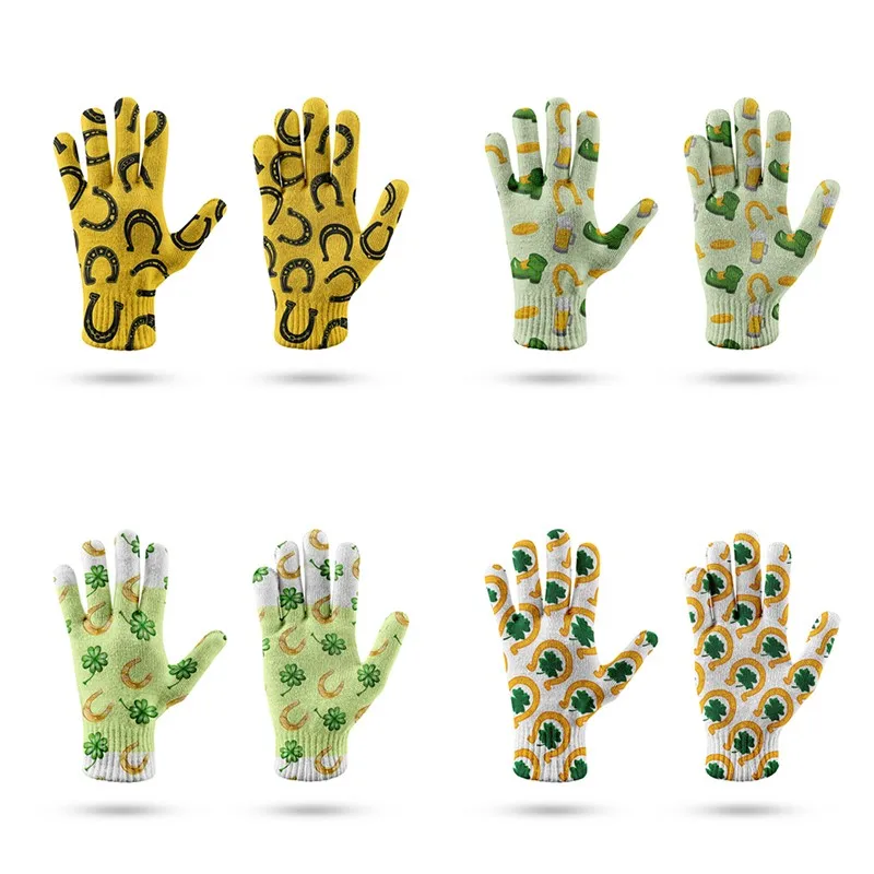 3D Printing Yellow Men\'s Knitted Gloves Autumn Winter Male Magic Soft Gloves Touch Screen Bicycle Gloves For Men And Women