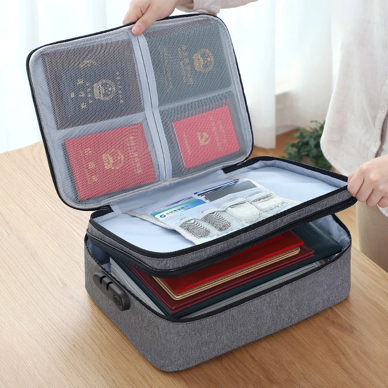 

Organizer for Documents Large-Capacity Handbag Passport File Travel Necessaire Bag Home Office Storage Waterproof Password Box