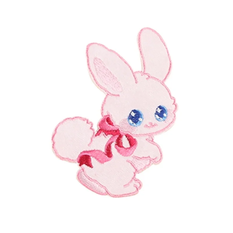 1 Piece Cartoon Embroidered Teddy Rabbit Applique Iron On Patches for Clothing Sweater Bags Patch DIY
