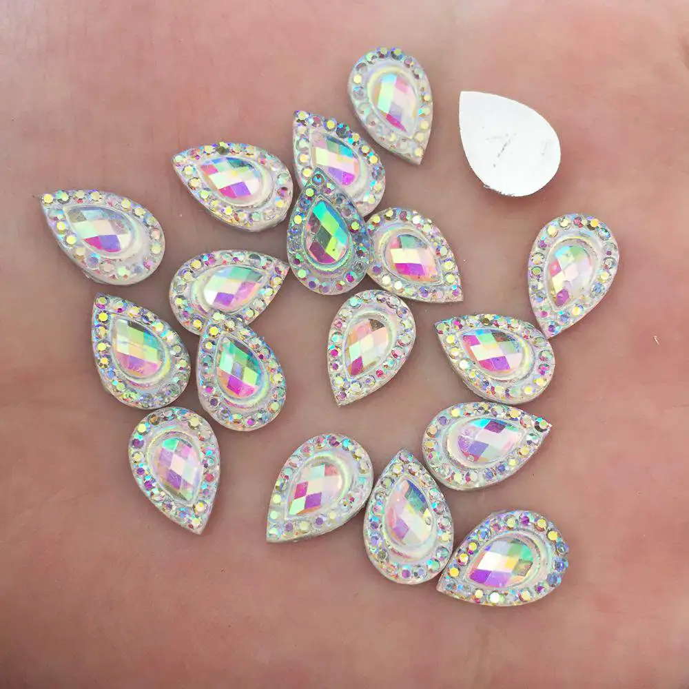 200 قطعة 8*12 مللي متر AB الراتنج كريستال الطاووس العين قطرة حجر الراين المسطح سجل القصاصات الزفاف يزين حلية Craft بها بنفسك الحرفية SK211 #3