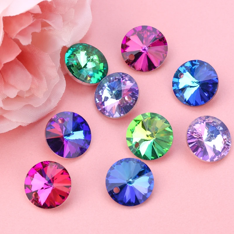 14mm Satellite Pendant Crystal Charms Round Glass Beads For Women Jewelry Making Necklaces DIY Earring Findings 12pcs/lot