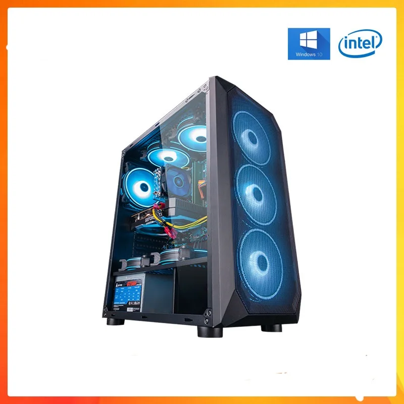 Atx pc mit fan bunte plexiglas horizontale gekühlt cpu schrank staubdicht gamer computer fall gaming Computer Fall