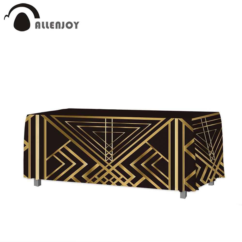 

Allenjoy Great Gatsby Kid Birthday Party Cake Table Cover Valentine Day Wedding Gold Spray Black Tablecloths Waterproof Backdrop