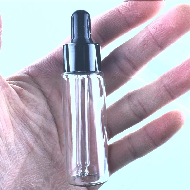 50pcs/lot Clear Glass Dropper Bottle Aromatherapy Liquid Metal Cap Serum/essential Basic Massage Oil Pipette Refillable Bottle