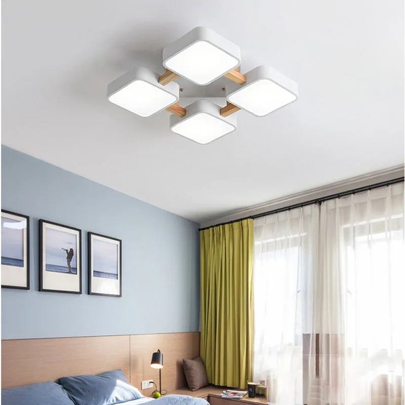 New Modern Bedroom Ceiling Light Kitchen Office Square Chandelier Study Corridor Villa Lighting Tool LED Brightness Adjustable