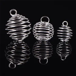 30PCS/Set Spiral Bead Cages Pendants Silver Plated Craft Jewelry Making DIY Gift