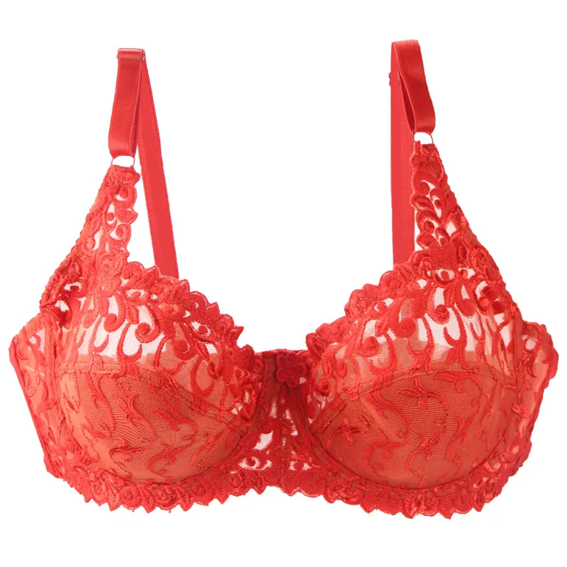 2022 Nowe biustonosze Plus Size CDE Cup Cienki gruby koronkowy biustonosz Extra Large Bielizna dla kobiet Push Up Brassiere Femininty Lingerie