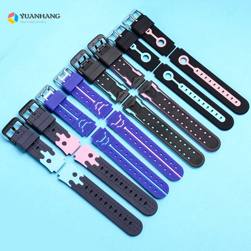 16MM Width Replace Watch Strap for Q750 Q100 Q60 Q12 Q90 Q528 T7 S4 Watchband Replacement Silicone Wrist Belt with Connection