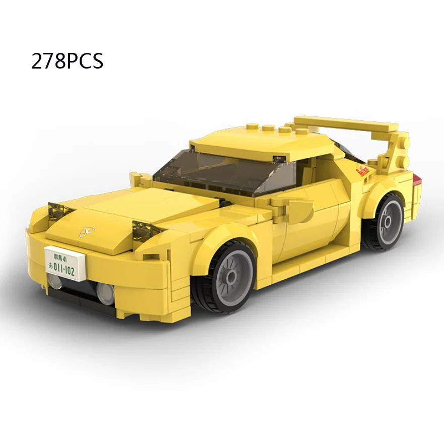 Technical Initial D 1:24 Scale Classic Car Mazdas Rx7 Savanna Fd3s Building Block Vehicle Bricks Toys Collection For Boys Gifts