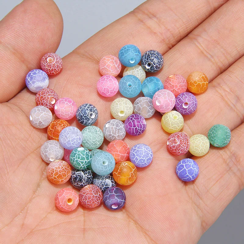 Nature Cracked Frost Agates Stone Beads Matte Blue Purple Pink Green Yellow Beads for Jewelry Making Bracelet Necklace Earring image 6