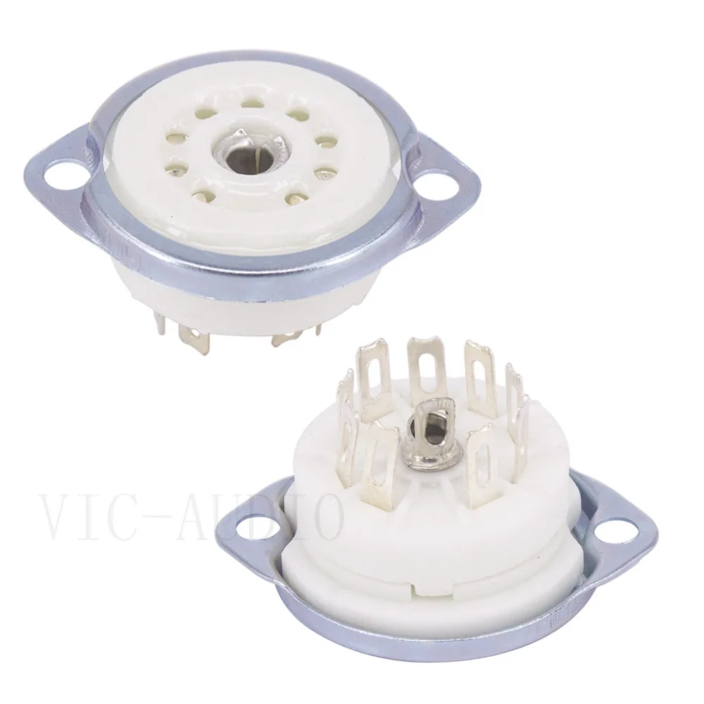 10PCS B9A 9pin Tubo De Vácuo Soquete De Cerâmica Para ECC82 ECC83 6DJ8 EL84 6922 12AX7 12AU7 E88CC Vintage Amplificador De Áudio