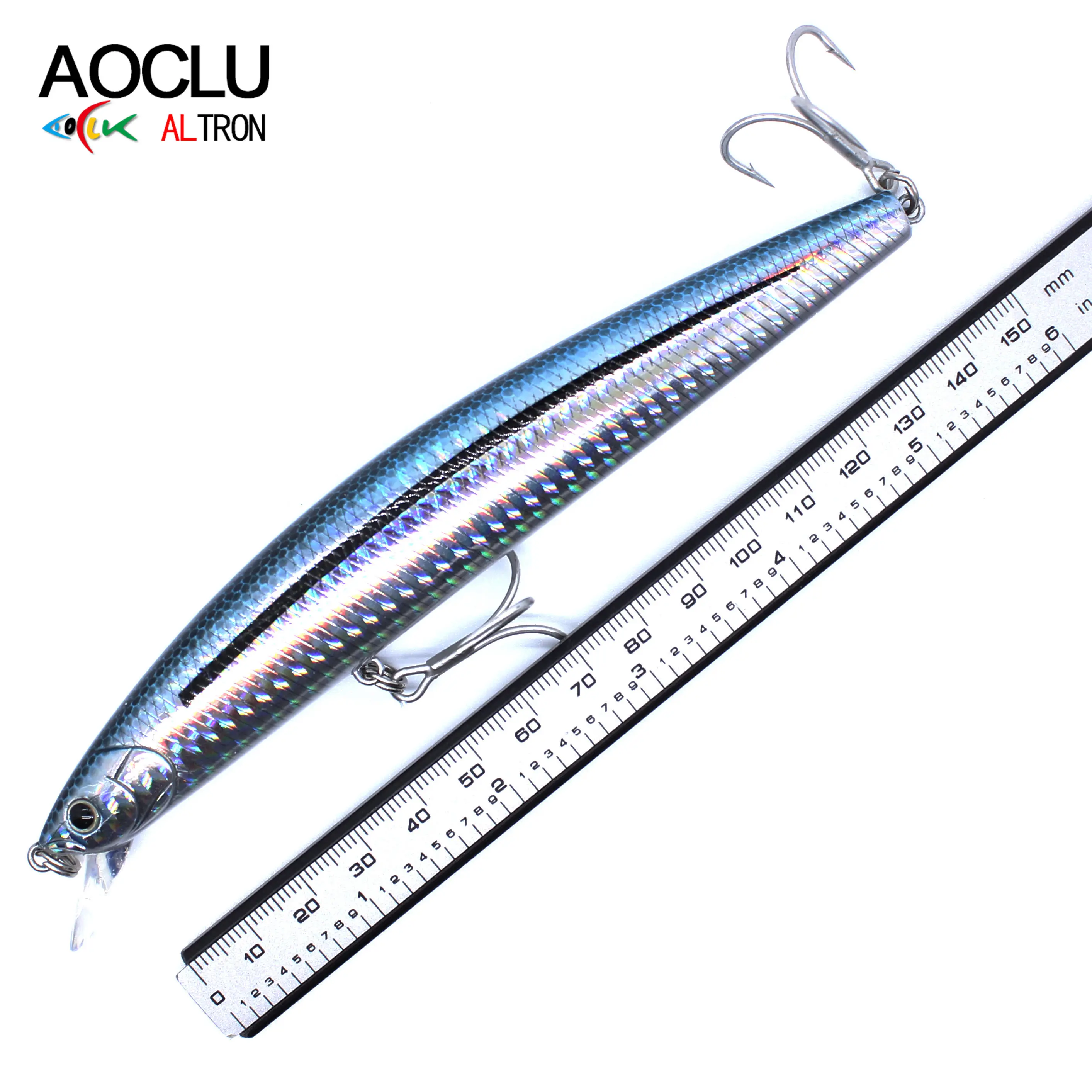 AOCLU-Floating Jerkbait Wobbler Hard Bait Minnow Saltwater Tuna Fishing Lure UV Coating, Glow, 160mm, 30g Diving Depth, 0.5-1.5m