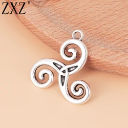 ZXZ 10pcs Celtics Knot Triskele Triskelion Triple Spiral Charms Pendants for Jewelry Making 28x28mm