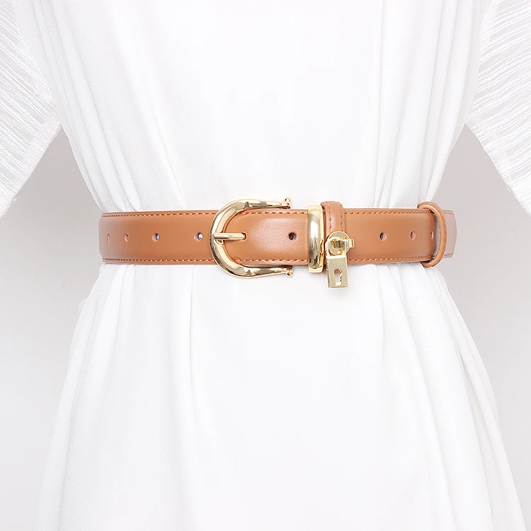 ผู้หญิงรันเวย์แฟชั่นของแท้หนังล็อค Cummerbunds หญิงชุดรัดตัวเข็มขัดตกแต่งเข็มขัดกว้าง TB1860