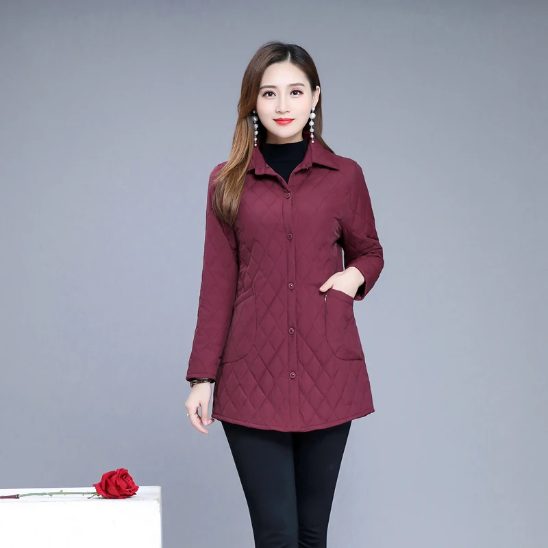 Autumn winter Warm thin quilted jacket Long-sleeved Jacket Parkas new middle age women cotton-padded tops mother Cotton coat