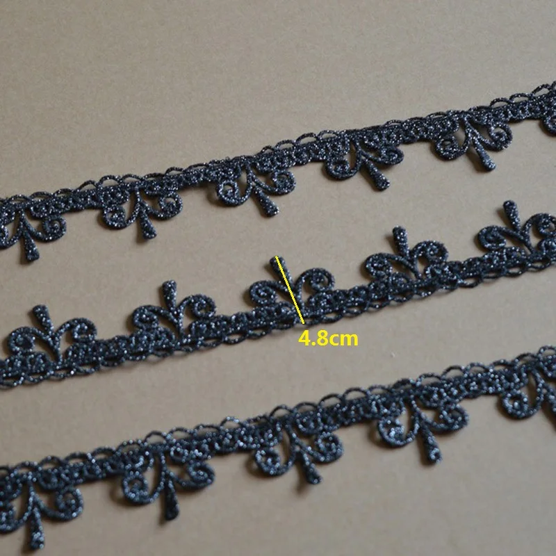 Low-Cost 1Yard 4.8Cm Wide Indigo Floral Sliver Dot Tassel Venise Lace Trim with Design for Wedding Bridal,Garment Decoration